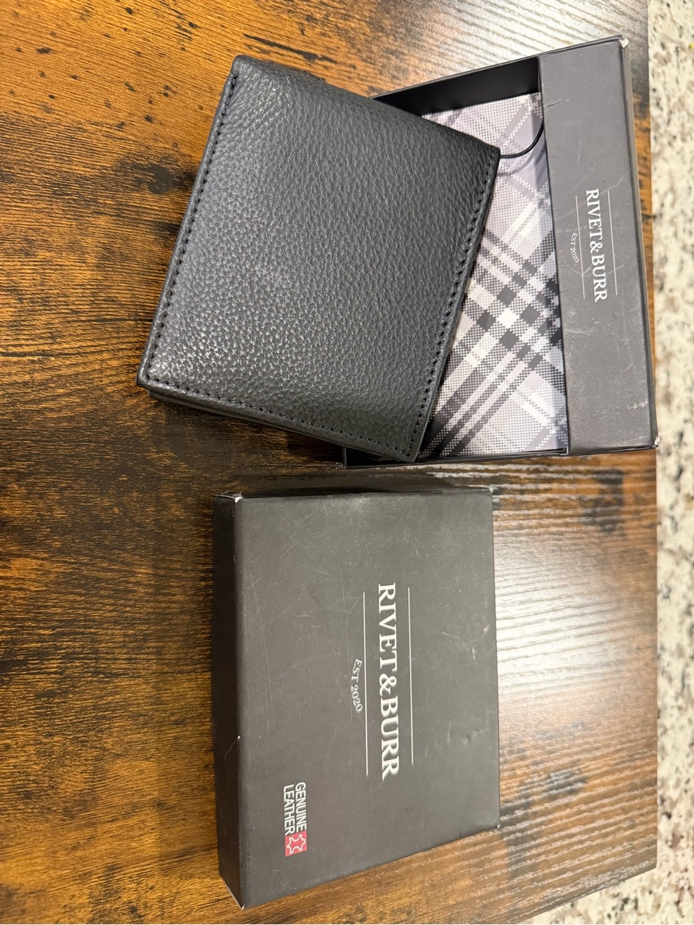 Men's Black Leather Card & Key Holder